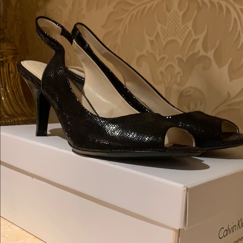 Calvin Klein Black Print Heels